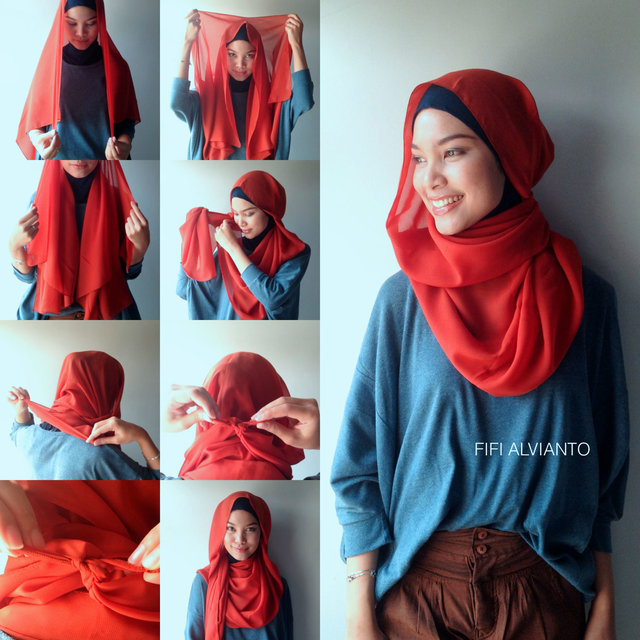 Hijab Tutorial. Super Simple! No pins needed and any other sharp things.